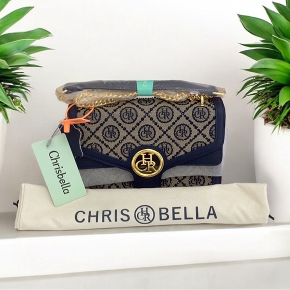 CHRIS BELLA NEW IN PACKAGE CROSSBODY SATCHEL BAG PURSE LEATHER EMBELLISHMENTS - Picture 1 of 8
